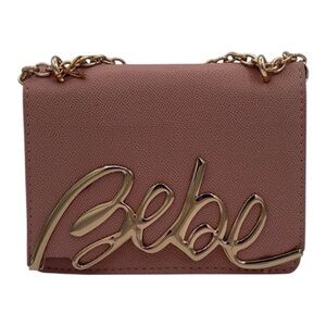 Bebe Blush Pink Crossbody Bag with Gold Chain